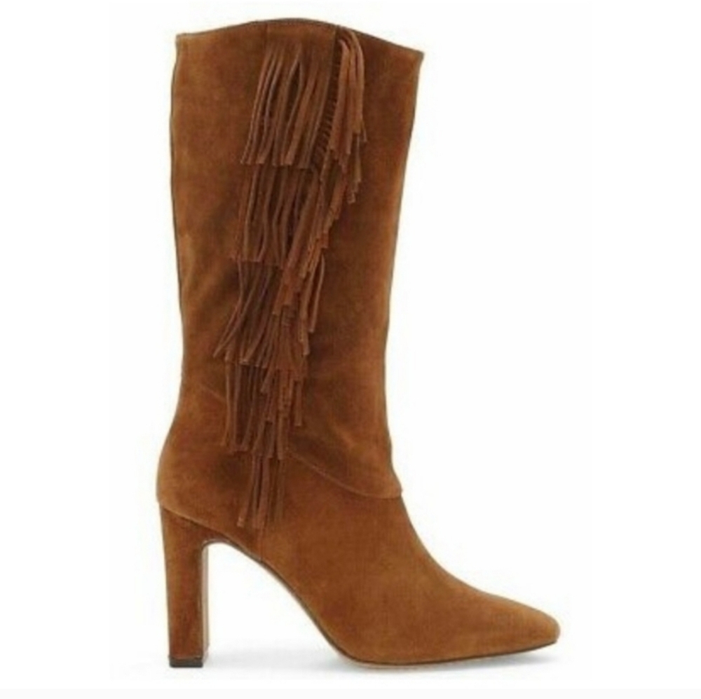 Vince Camuto size 8.5 suede cognac 3/4 boots. Fits more like a TRUE  8